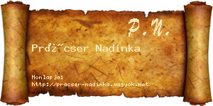 Prácser Nadinka névjegykártya